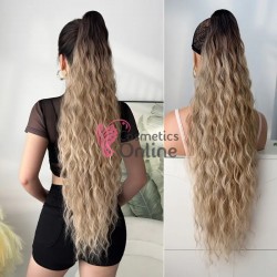 Extensie de par coada ondulata Deep Wave cu cleste 75 cm Cod 1975-3060A Saten Inchis cu Blond Ash Ombre